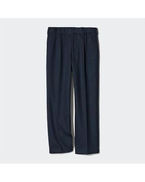 Uniqlo Cotone Pantaloni Con Piega Ampi Jersey - Bianco