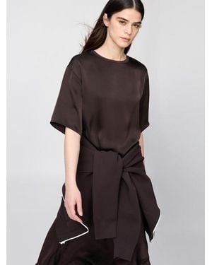 Uniqlo Satin Oversized Short Blouse (Half Sleeve) - Black