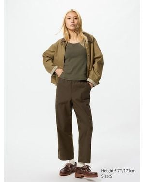 Uniqlo Cotton Relaxed Ankle Trousers - Green