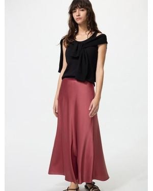Uniqlo Satin Skirt - Red