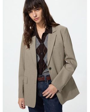 Uniqlo Relaxed Tailored Jacket (Patterned) - Grey