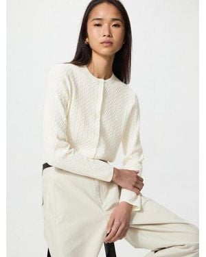 Uniqlo Strickjacke (Zopfstrick, Rundhalsausschnitt) - Natur