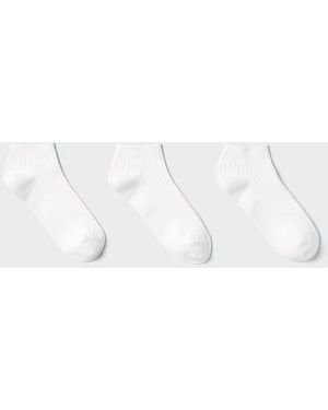 Uniqlo Ribbed Short Socks (3 Pairs) - White