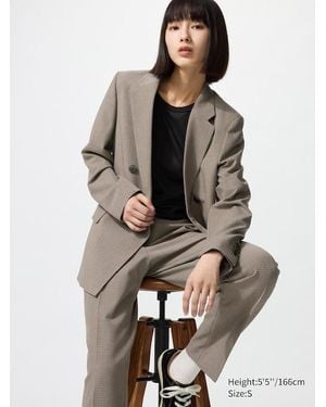 Uniqlo Pantalón Smart Tobillero (Cuadros) - Gris