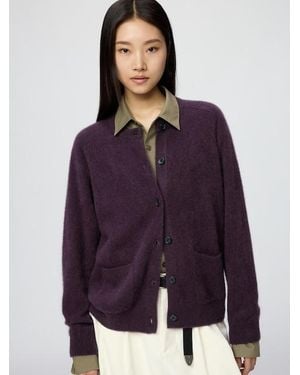 Uniqlo Fluffy 100% Cashmere Relaxed Cardigan - Purple