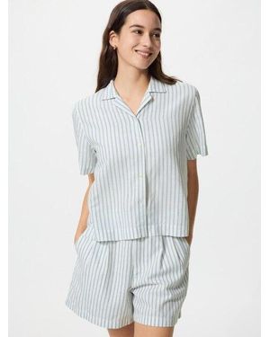Uniqlo Pantalón Corto Lino Algodón Rayas - Blanco