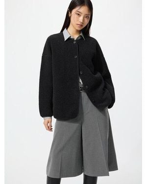 Uniqlo Pile Lined Fleece Relaxed Cardigan - Black