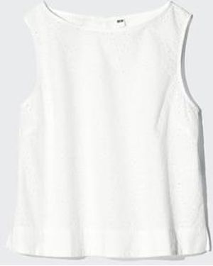 Uniqlo Embroidered Blouse (Sleeveless) - White
