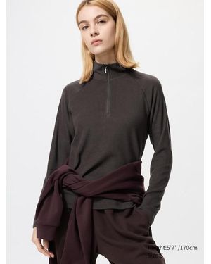 Uniqlo Heattech Camiseta Elástica Polar Media Cremallera - Negro