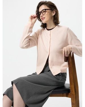 Uniqlo 100% Cashmere Crew Neck Cardigan - Natural