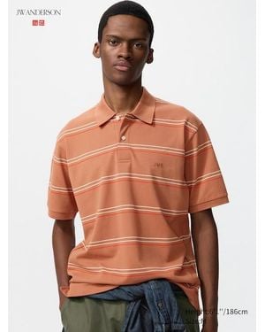 Uniqlo Polo Dry Piqué A Righe - Arancione