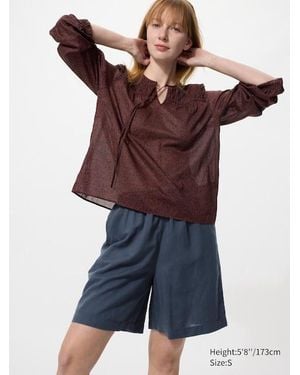 Uniqlo Linen Blend Easy Shorts - Blue