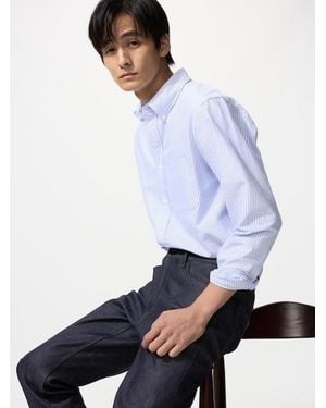 Uniqlo Slim Fit Oxford Shirt (Striped) - White
