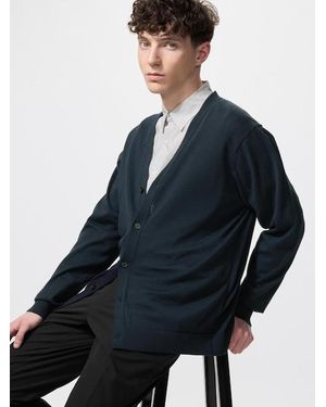 Uniqlo Knit V Neck Cardigan - Blue