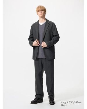 Uniqlo Pleated Wide Trousers (Brushed Jersey) - Blue