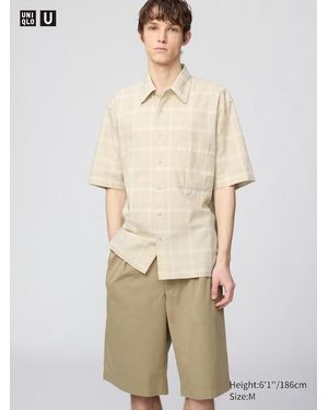 Uniqlo Camisa Cuadrada Manga Media Cuadros - Neutro