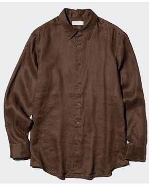 Uniqlo 100% Premium Linen Shirt - Brown
