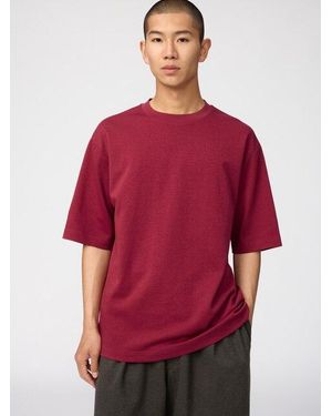 Uniqlo Airism Camiseta Algodón Oversize - Rojo