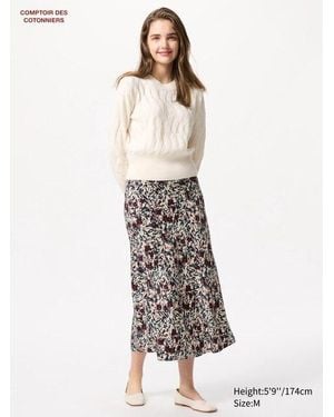 Uniqlo Falda Viscosa Estampada - Blanco