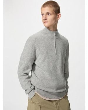 Uniqlo 100% Cashmere Half-Zip Jumper - Grey