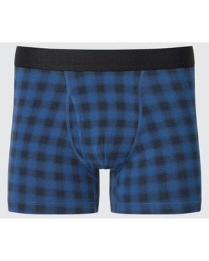 Uniqlo Cotton Boxer Briefs (Checked) - Blue