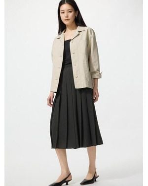 Uniqlo Gonna Midi Chiffon A Pieghe - Bianco