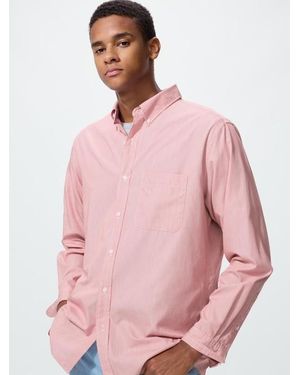 Uniqlo Broadcloth Regular Fit Shirt (Button-Down Collar, Hairline) - Pink