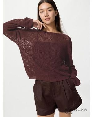 Uniqlo 3D Knit Seamless Mesh Crew Neck Jumper - Red