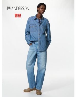 Uniqlo Vaquero Recto Desgastado - Azul
