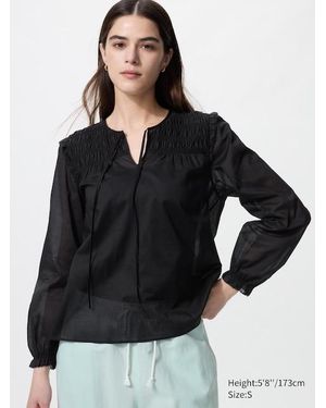 Uniqlo Blusa Algodón Ligera - Negro
