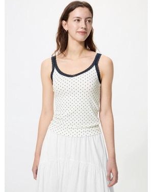 Uniqlo Ribbed Lace V Neck Camisole - White