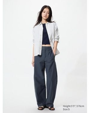 Uniqlo Jersey Barrel Leg Trousers Long - Blue