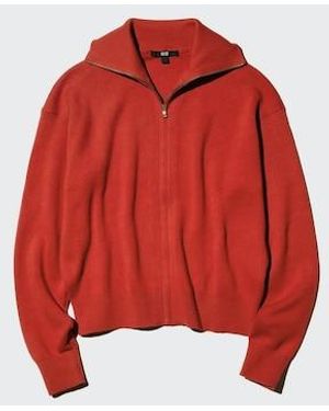 Uniqlo Smooth Cotton Full-Zip Cardigan - Red