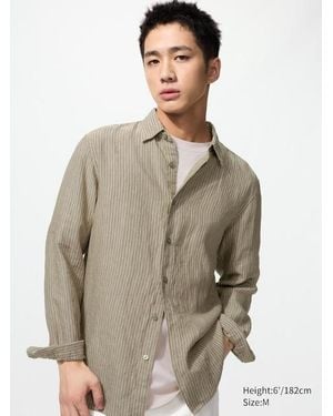 Uniqlo 100% Premium Linen Shirt (Striped) - Natural