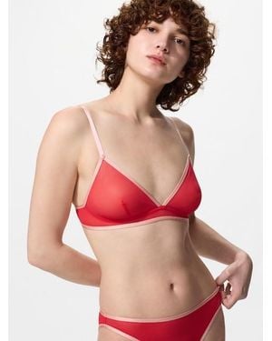 Uniqlo Sujetador Sin Aros Malla Color Block - Rojo