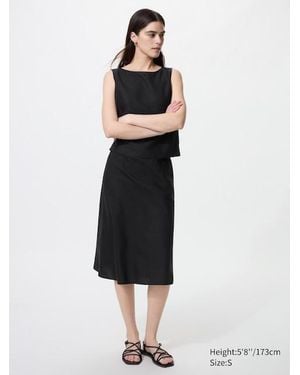 Uniqlo Linen Blend Narrow Midi Skirt - White