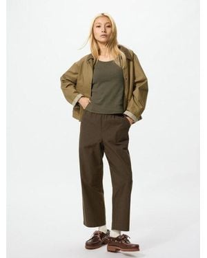 Uniqlo Cotton Relaxed Ankle Trousers - Green