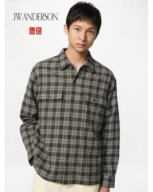 Uniqlo Flannel Shirt (Checked) - Grey