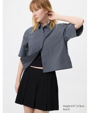 Uniqlo Camicia Nylon Taglio Corto Maniche Corte - Blu