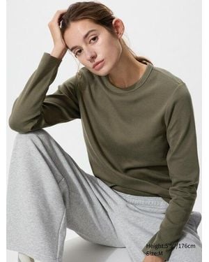 Uniqlo Baumwolle Langarmshirt (Soft, Stretch) - Grau
