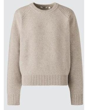 Uniqlo 100 Lammwolle Pullover (Rundhals) - Natur