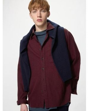Uniqlo Flannel Shirt (Regular Collar, Heather) - Red