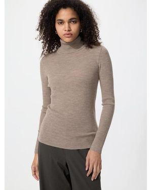 Uniqlo 100% Merino Ribbed Turtleneck Jumper - Grey