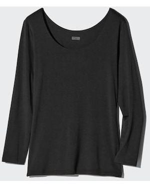 Uniqlo Heattech Scoop Neck T-Shirt (Long Sleeve) - Black