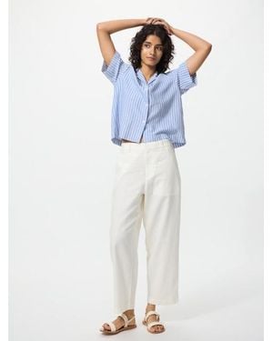 Uniqlo Linen Cotton Tapered Trousers - Blue