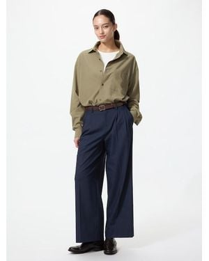 Uniqlo Smart Pleated Wide Trousers - Blue