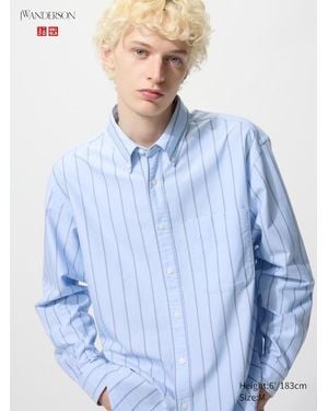 Uniqlo Camisa Oxford Oversize Rayas - Azul