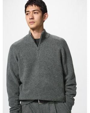 Uniqlo Soufflé Yarn Half-Zip Jumper - Grey