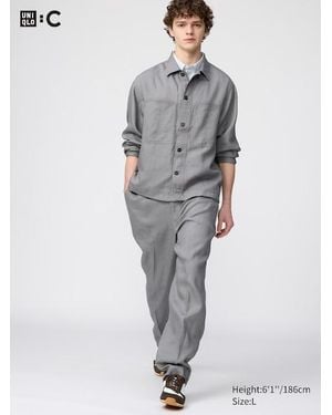 Uniqlo 100% Premium Linen Wide Trousers - Grey
