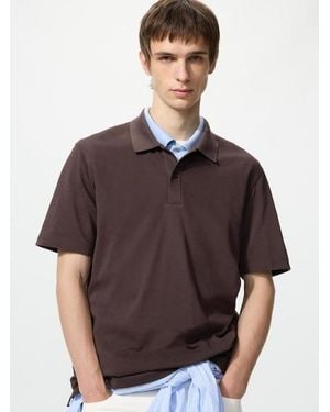 Uniqlo Airism Cotton Piqué Polo Shirt - Brown